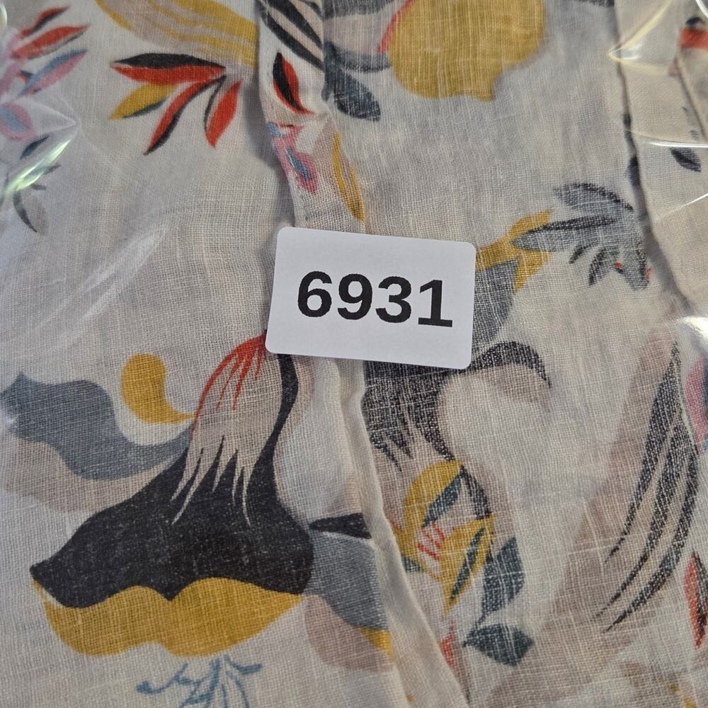 Cynthia Rowley Womens 2X Cream Color Tropical Floral 100% Linen Top - Picture 8 of 8